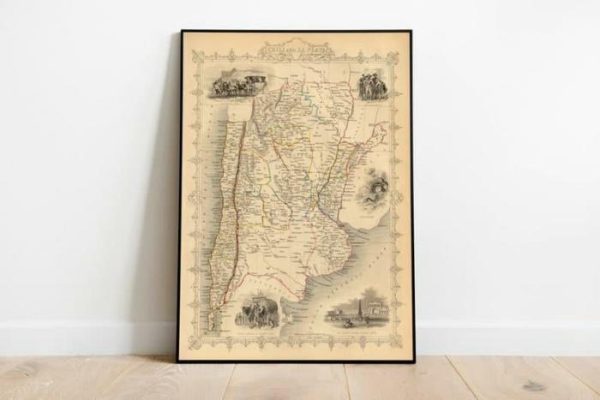 Vintage Wall Art | Chile And La Plata Map Print Wall Art, 1851 Chile Vintage Map Wall Prints, 24×30 inches Vintage Wall Art Vintage Wall Art