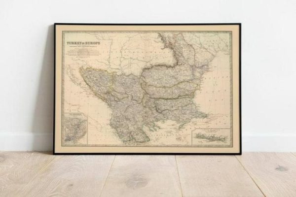 Vintage Wall Art | Composite Map Of Turkey In Europe 1879, Balkans, 20×28 inches Vintage Wall Art Vintage Wall Art