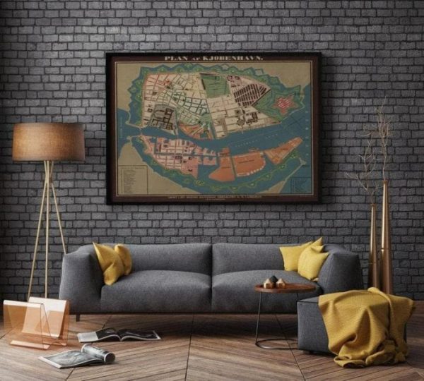 Vintage Wall Art | Copenhagen City Map Wall Print, Copenhagen City Plan, 12×14 inches Vintage Wall Art Vintage Wall Art