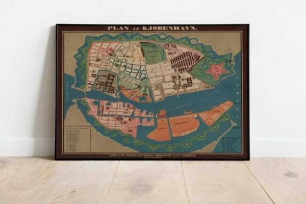 Vintage Wall Art | Copenhagen City Map Wall Print, Copenhagen City Plan, 12×14 inches Vintage Wall Art Vintage Wall Art