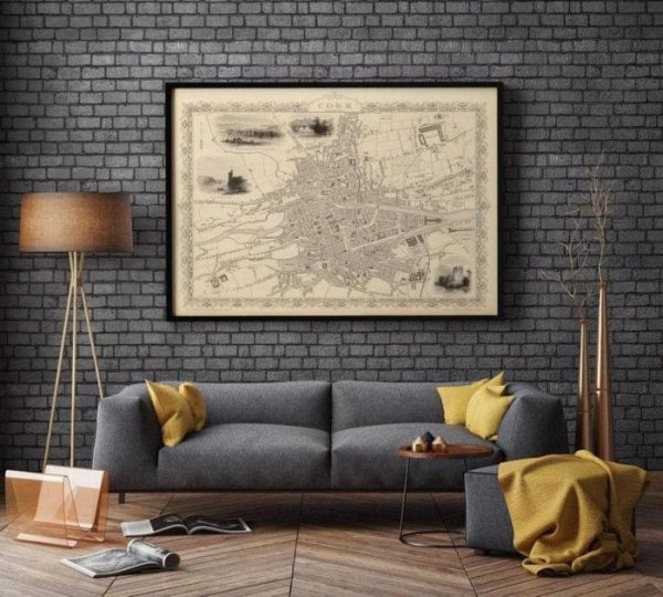 Vintage Wall Art | Cork Map Print, Fine Art Prints, 16×22 inches Vintage Wall Art Vintage Wall Art