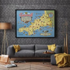 Vintage Wall Art | Cornwall Map Print, Canvas Print Wall Art, 24×28 inches Vintage Wall Art Vintage Wall Art