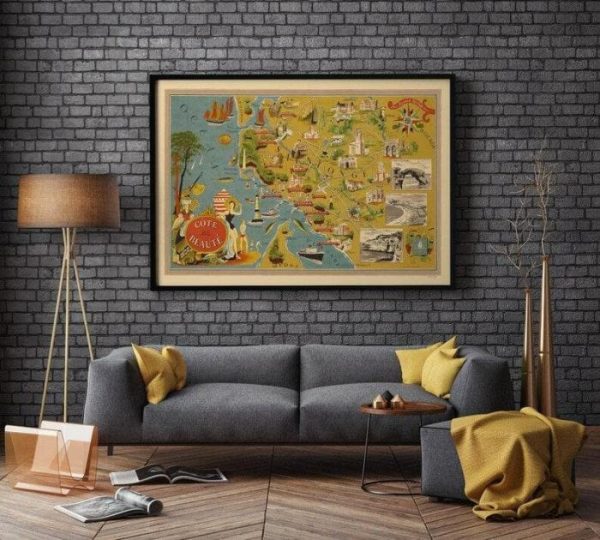 Vintage Wall Art | Cote De Beaute Map Print, Art History, 12×16 inches Vintage Wall Art Vintage Wall Art