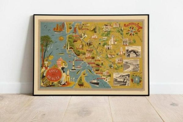 Vintage Wall Art | Cote De Beaute Map Print, Art History, 12×16 inches Vintage Wall Art Vintage Wall Art