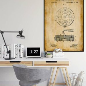 Vintage Wall Art | Curling Stone Patent Print, Framed Art Print, 16×22 inches Vintage Wall Art Vintage Wall Art