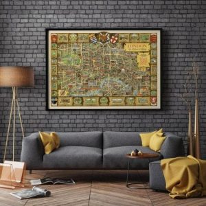 Vintage Wall Art | Detailed Pictorial Street Map Of London, Vintage Map Wall Print, 16×20 inches Vintage Wall Art Vintage Wall Art