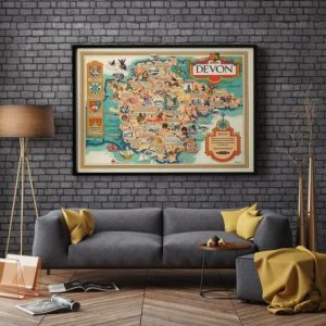 Vintage Wall Art | Devon Map Print, Art History, 12×16 inches Vintage Wall Art Vintage Wall Art