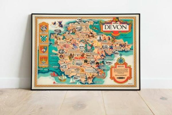 Vintage Wall Art | Devon Map Print, Art History, 12×16 inches Vintage Wall Art Vintage Wall Art