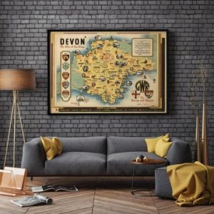 Vintage Wall Art | Devon Map Print, Art History, 24×30 inches Vintage Wall Art Vintage Wall Art