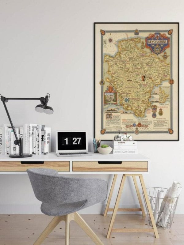 Vintage Wall Art | Devonshire Map Print Wall Art, Exeter Vintage Map Wall Prints, 12×16 inches Vintage Wall Art Vintage Wall Art