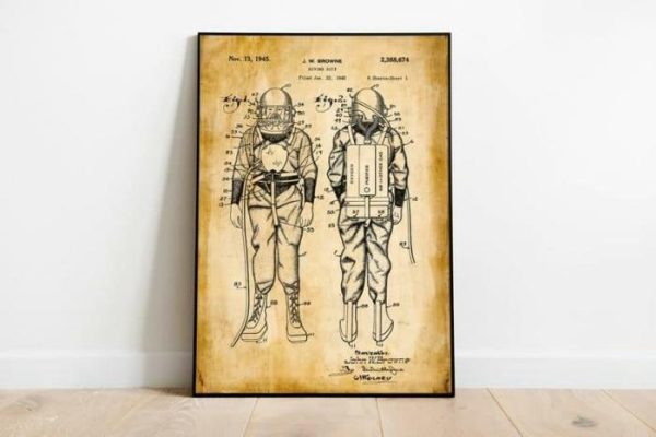 Vintage Wall Art | Diving Suits Patent Print, Framed Art Print, 20×28 inches Vintage Wall Art Vintage Wall Art