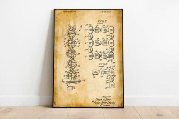 Vintage Wall Art | Dna Patent Print, Framed Art Print, 16×22 inches Vintage Wall Art Vintage Wall Art