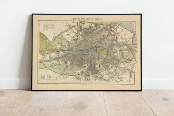 Vintage Wall Art | Dublin Map Print, Art History, 12×14 inches Vintage Wall Art Vintage Wall Art