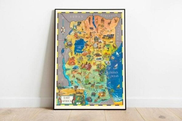 Vintage Wall Art | East Africa Map Poster Print, Vintage Map Wall Art, 28×36 inches Vintage Wall Art Vintage Wall Art