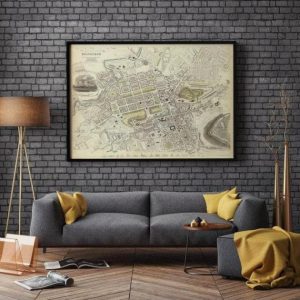 Vintage Wall Art | Edinburgh City Map Wall Print, Framed Map Wall Decor, 32×36 inches Vintage Wall Art Vintage Wall Art