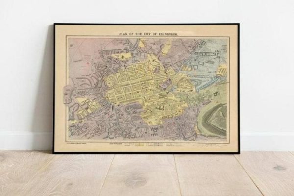 Vintage Wall Art | Edinburgh Map Print, Art History, 12×14 inches Vintage Wall Art Vintage Wall Art