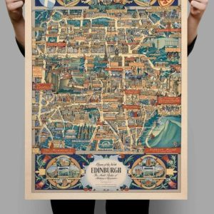 Vintage Wall Art | Edinburgh Vintage Map Wall Print, Edinburgh Canvas Wall Art, 16×24 inches Vintage Wall Art Vintage Wall Art