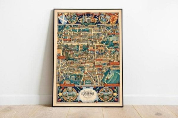 Vintage Wall Art | Edinburgh Vintage Map Wall Print, Edinburgh Canvas Wall Art, 16×24 inches Vintage Wall Art Vintage Wall Art