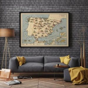 Vintage Wall Art | Education In Spain And Morocco Map Poster, Canvas Print Wall Art, 28×32 inches Vintage Wall Art Vintage Wall Art