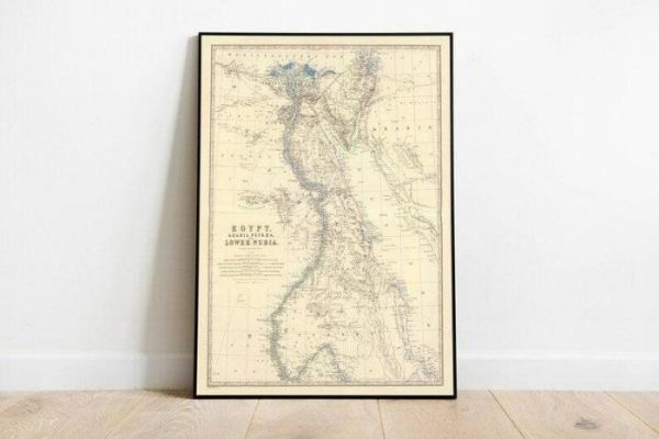 Vintage Wall Art | Egypt Map Print, Fine Art Prints, 28×40 inches Vintage Wall Art Vintage Wall Art