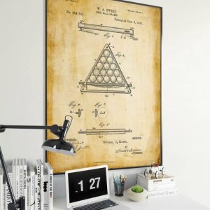 Vintage Wall Art | Eight Ball Pool Patent Print, Framed Art Print, 16×22 inches Vintage Wall Art Vintage Wall Art