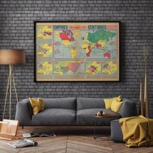 Vintage Wall Art | Empires Through The Centuries, World Map, 14×20 inches Vintage Wall Art Vintage Wall Art