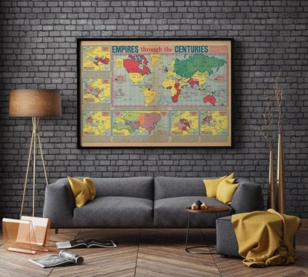 Vintage Wall Art | Empires Through The Centuries, World Map, 14×20 inches Vintage Wall Art Vintage Wall Art