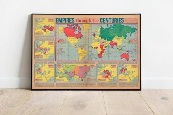 Vintage Wall Art | Empires Through The Centuries, World Map, 14×20 inches Vintage Wall Art Vintage Wall Art