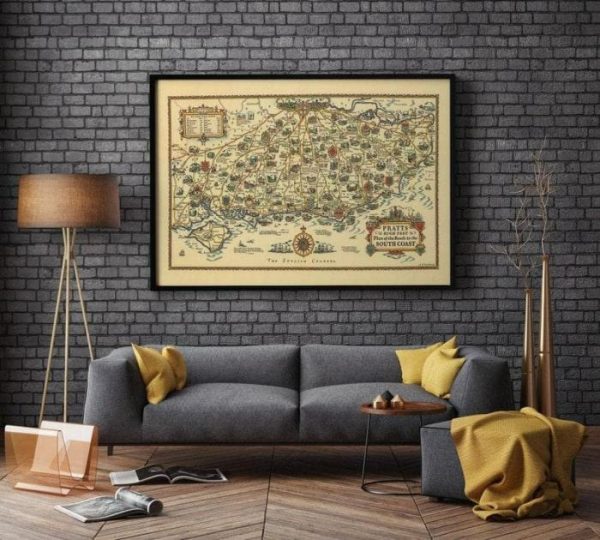 Vintage Wall Art | England Map Print, Art History, 28×42 inches Vintage Wall Art Vintage Wall Art