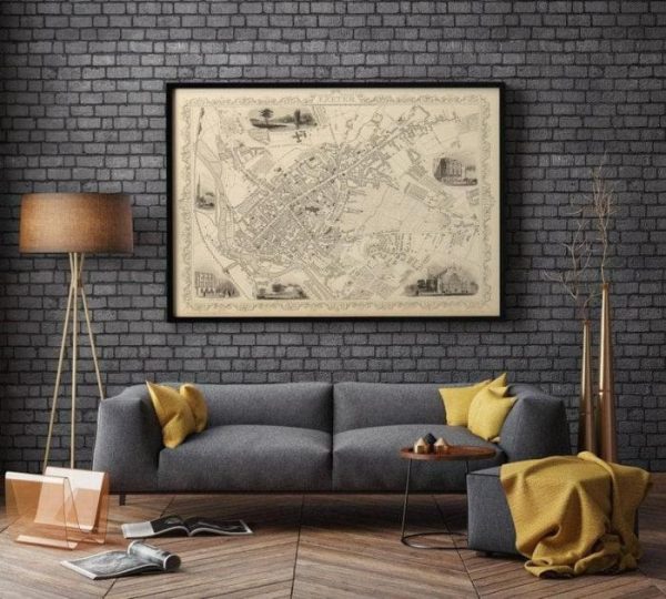 Vintage Wall Art | Exeter Map Print, Fine Art Prints, 28×40 inches Vintage Wall Art Vintage Wall Art