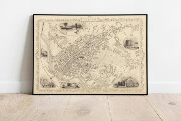 Vintage Wall Art | Exeter Map Print, Fine Art Prints, 28×40 inches Vintage Wall Art Vintage Wall Art