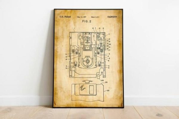 Vintage Wall Art | Floppy Disk Patent Print, Framed Art Print, 24×32 inches Vintage Wall Art Vintage Wall Art