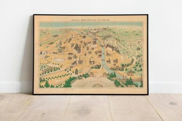 Vintage Wall Art | Florence City Map Wall Print, Poster Print, 12×16 inches Vintage Wall Art Vintage Wall Art