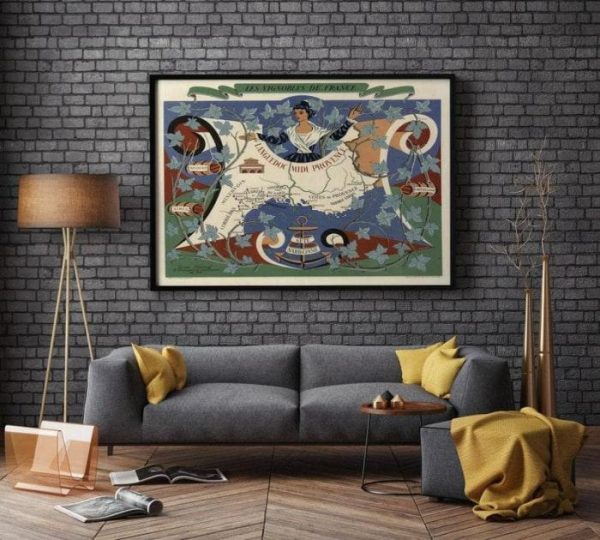 Vintage Wall Art | France Wines Map Print, Art History, 20×22 inches Vintage Wall Art Vintage Wall Art