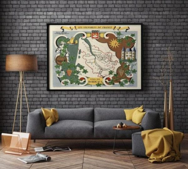 Vintage Wall Art | France Wines Map Print, Art History, 28×36 inches Vintage Wall Art Vintage Wall Art