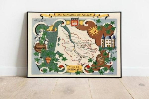 Vintage Wall Art | France Wines Map Print, Art History, 28×36 inches Vintage Wall Art Vintage Wall Art