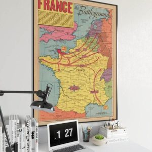 Vintage Wall Art | France World War 2 Map Print, Poster Print, 28×40 inches Vintage Wall Art Vintage Wall Art