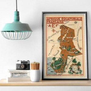 Vintage Wall Art | Franch Equatorial Africa Map Poster, Congo, Gabon And Chad Old Map Wall Print, 20×30 inches Vintage Wall Art Vintage Wall Art