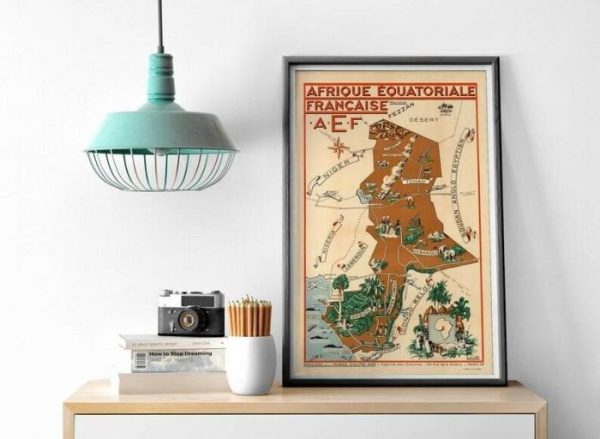 Vintage Wall Art | Franch Equatorial Africa Map Poster, Congo, Gabon And Chad Old Map Wall Print, 20×30 inches Vintage Wall Art Vintage Wall Art