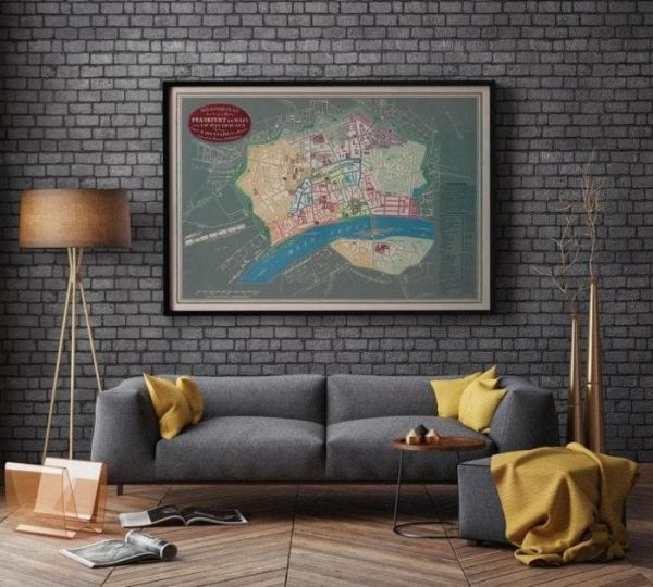 Vintage Wall Art | Frankfurt Map Print, Art History, 12×16 inches Vintage Wall Art Vintage Wall Art