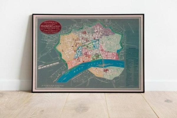 Vintage Wall Art | Frankfurt Map Print, Art History, 12×16 inches Vintage Wall Art Vintage Wall Art