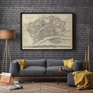 Vintage Wall Art | Frankfurt Map Print, Fine Art Prints, 12×14 inches Vintage Wall Art Vintage Wall Art