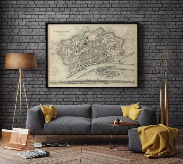 Vintage Wall Art | Frankfurt Map Print, Fine Art Prints, 12×14 inches Vintage Wall Art Vintage Wall Art