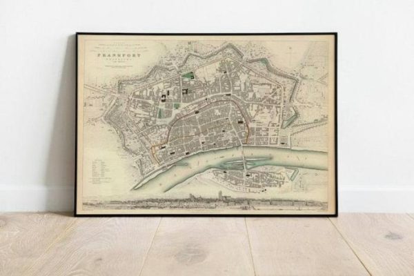 Vintage Wall Art | Frankfurt Map Print, Fine Art Prints, 12×14 inches Vintage Wall Art Vintage Wall Art