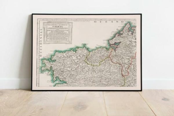 Vintage Wall Art | Galicia Map Print, Canvas Print Wall Art, 12×14 inches Vintage Wall Art Vintage Wall Art