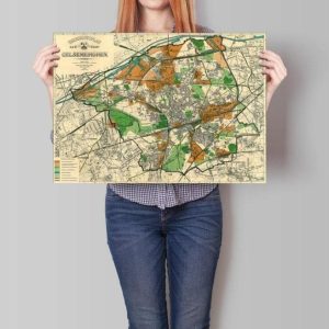 Vintage Wall Art | Gelsenkirchen Map Wall Print, Framed Map Wall Decor, 20×24 inches Vintage Wall Art Vintage Wall Art