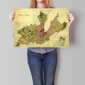 Vintage Wall Art | Geneva City Map Wall Print, Framed Map Wall Decor, 12×16 inches Vintage Wall Art Vintage Wall Art