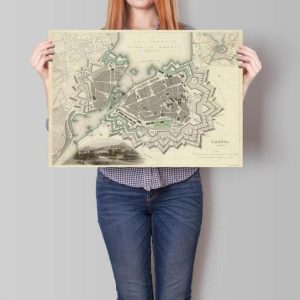 Vintage Wall Art | Geneva City Map Wall Print, Framed Map Wall Decor, 16×22 inches Vintage Wall Art Vintage Wall Art