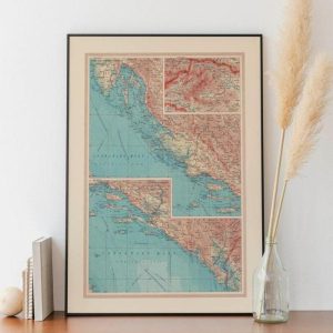 Vintage Wall Art | Geographical Map Of Crotia, Map Wall Decor, 28×40 inches Vintage Wall Art Vintage Wall Art