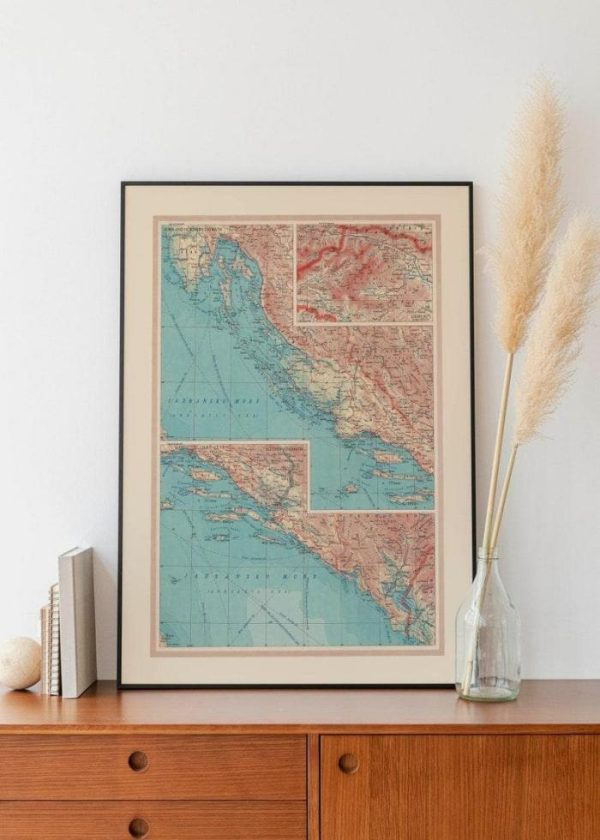 Vintage Wall Art | Geographical Map Of Crotia, Map Wall Decor, 28×40 inches Vintage Wall Art Vintage Wall Art